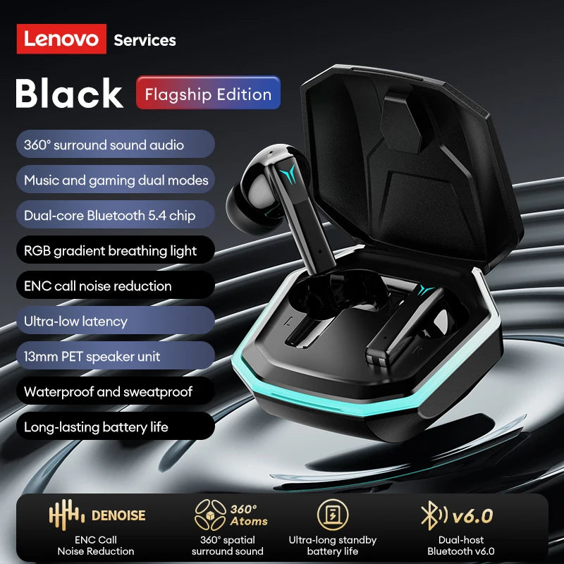 Lenovo GT105 Wireless Bluetooth 5.3 Earphones Low Latency Dual Mode Music Gaming Earphone With Mic Earbuds Sports In-Ear Headset