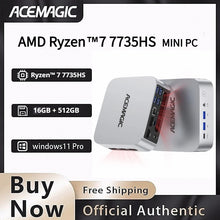 ACEMAGIC Mini PC AMD Ryzen 7 7735HS 16GB RAM 512GB SSD Windows 11 Pro Mini Computer  4K Triple Display, WiFi 6 BT 5.2 Expandable
