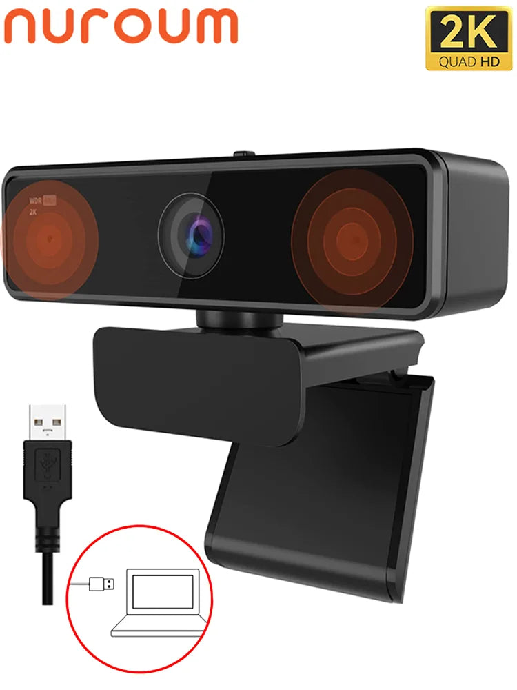 Cámara web USB Nuroum V11 de alta calidad, 1080p a 60 fps, Full HD, con conexión Plug and Play para computadora, minicámara web 2K para PC y computadora portátil con micrófono