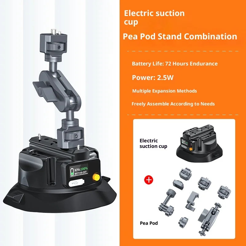 4.5 Inch Electric Auto Pump Suction Cup Camera Mount with Aluminum Ball Head Magic Arm Compatible with DJI Insta360 Go Pro