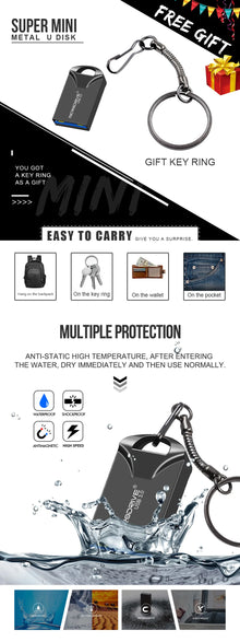 Mini USB 3.0 Flash Drive 128GB 64GB 32GB 16GB High Speed Memory Flash USB3.0 Stick Small U Disk with Key Chain