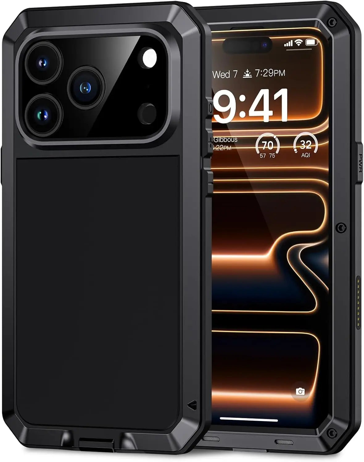 for iPhone Air 17 Pro Max 17 Pro 17 Metal Case, Heavy Duty Shockproof Tough Rugged Case with Built-in Glass Screen Protector