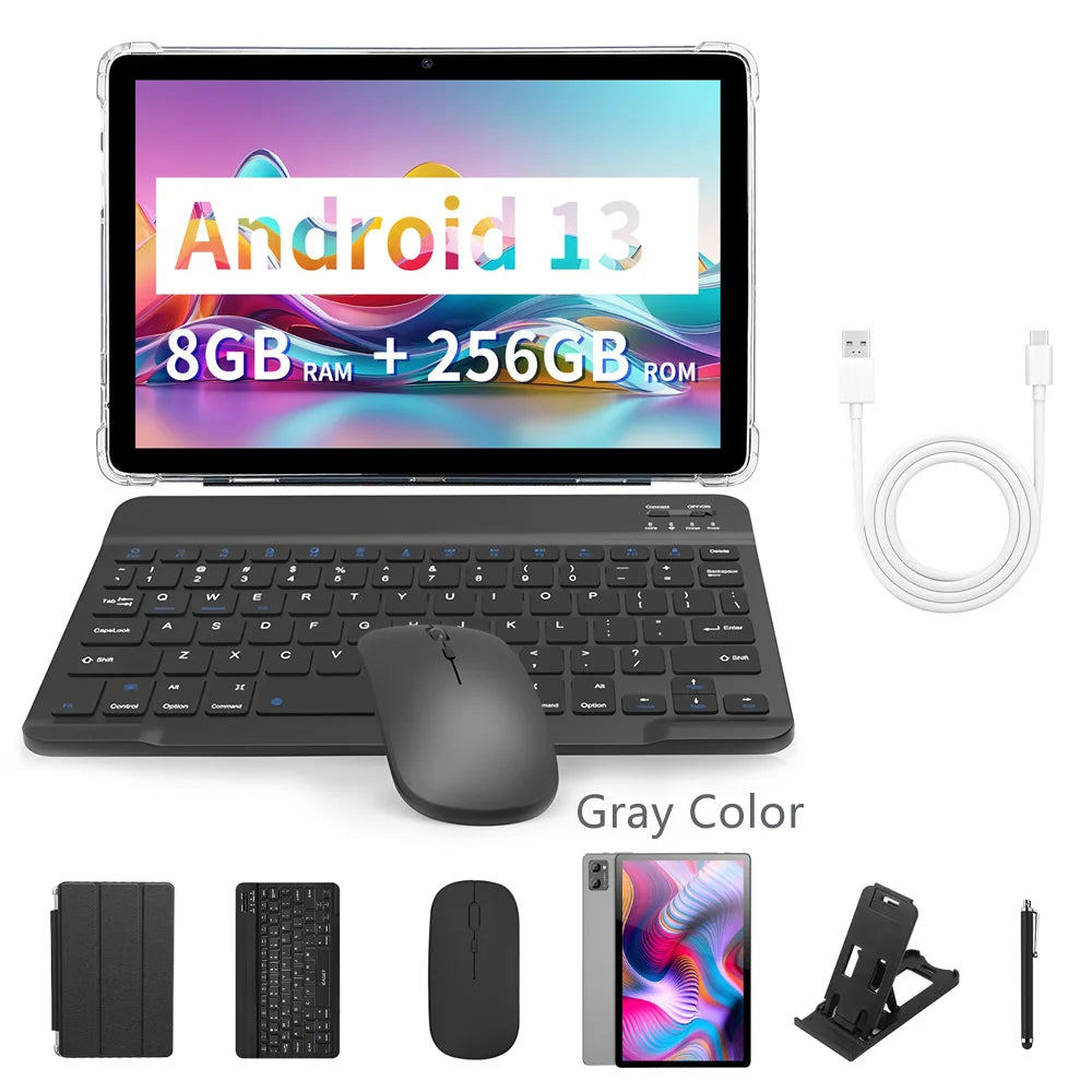 Nuevas tabletas Android Google Pad 10.1" Octa Core, 8GB RAM, 256GB ROM, red Dual SIM 4G LTE 5G, Tablet PC 8000mAh con funda con teclado