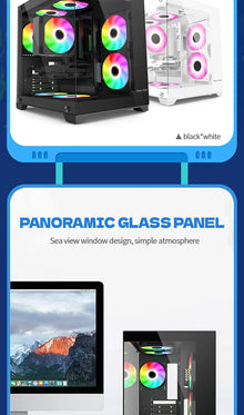 Power Train Coloured Glaze PC Case Sea View Room 270° Full View Without Column Desktop Chassis Support 240 Water Cooler