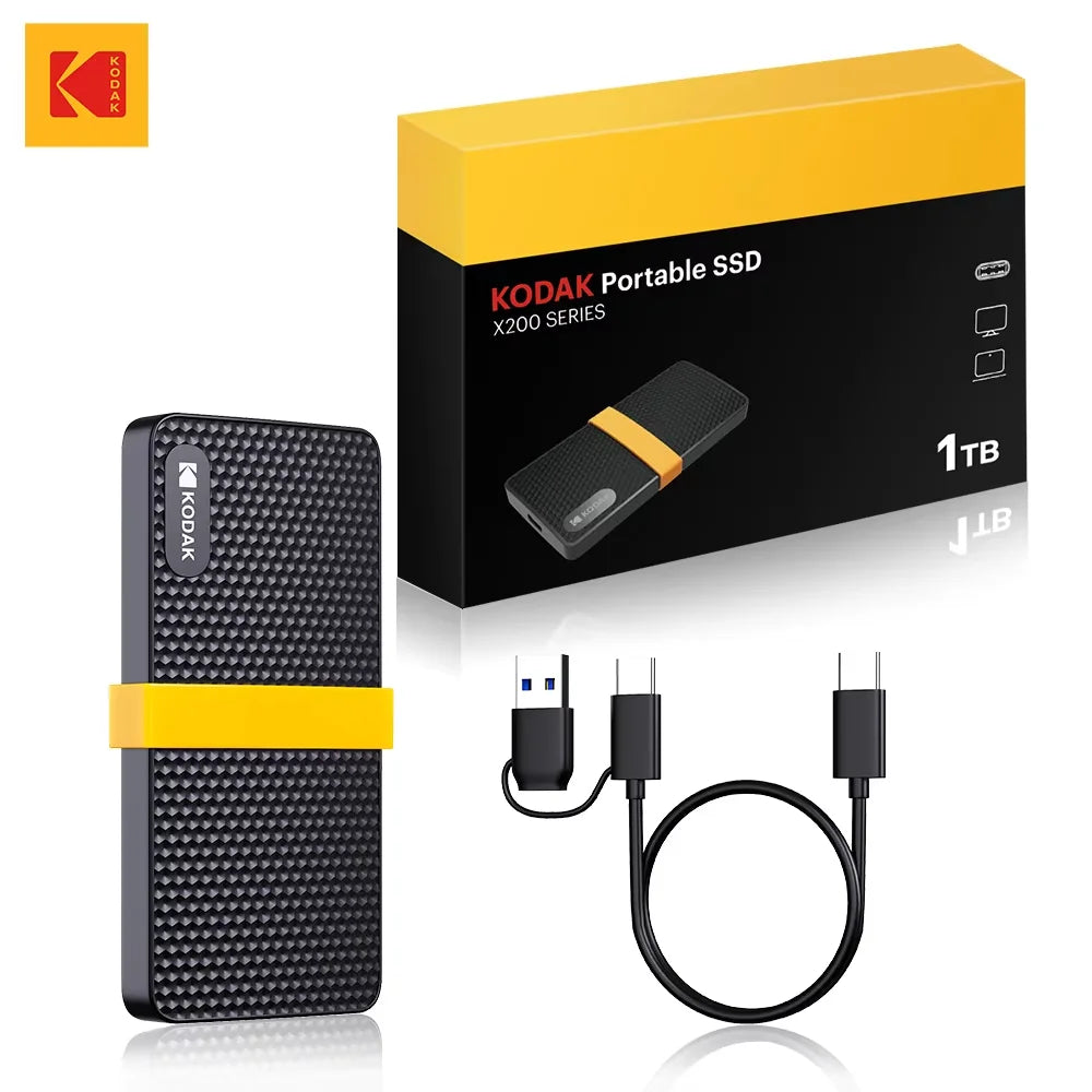 KODAK X200 Portable SSD External Hard Drive 1TB 512GB 500GB High Speed Solid State Drive USB 3.1 Type-C for Laptop PC PS5