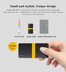 Kodak X200 Portable SSD 2TB 1TB 512GB 256GB USB 3.1 Type C External Solid State Drive for PS4 Laptop MacBook PC