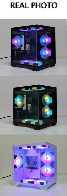 MANMU Micro-ATX Mini-ITX Pc Case Cpu Case Gaming Case Pc Gaming Computer Tempered Glass For Pc With 7 Fan