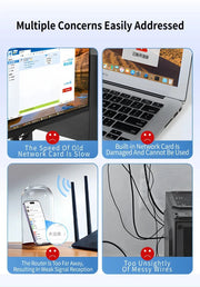 Adaptador Wi-Fi mini de red con señal Wi-Fi 6 para PC de escritorio, sin necesidad de controladores, tarjeta de red 2.4G, conexión USB plug and play