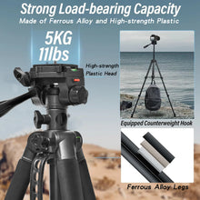 63''/160cm Video Tripod Monopod, 3 Way Pan Tilt Head, Overhead Camera Mount, Horizontal Central Axis, Phone Holder Compatible wi