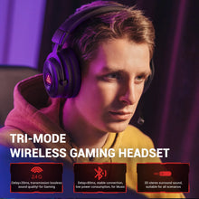 2.4GHz Wireless Headphones Bluetooth 5.0 Gaming Headset 3 Mode Connection ENC Noise Cancelling Mic 50H Playtime 50mm Drivers Low Latency Surround Sound Dual Chamber Audio for PC PS4 PS5 Xbox Switch