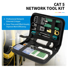RJ45 Crimping Tool Kit Network RJ45 RJ11 Cable Tester Stripper Punch Down Tool Screwdrivers 10pcs Cat5 Plugs Boots Set