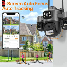 3-Lens 15MP Security Camera 3-HD Screen PTZ Outdoor WiFi IP Cam with Auto Tracking IP66 Waterproof 2-Way Audio CCTV Surveillance