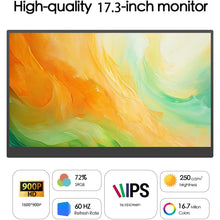 AHXJKA 17.3“ Portable Screen Monitor Display 1600*900P 16:10 250cd/㎡ IPS Panel  Extend For Mobile Phone Gaming TV Box PS4 PS5