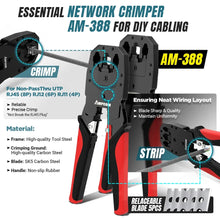 AMPCOM 12 in 1 Network Tool Kit, Professional Portable Ethernet Computer Maintenance LAN Cable Tester Crimper Cutter Repair Se