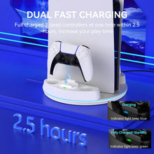 NEWDERY PS5/Slim/Pro Console Stand Adjustable RGB Vertical Stand for PS5 Pro Slim Digital Disc Console Fast Controller Charging Station Dock