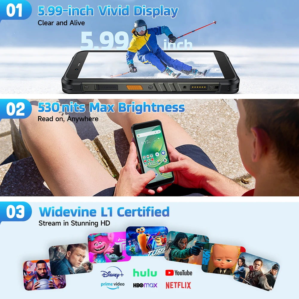 【Ships from US】Ulefone RugKing 4G Rugged Phone Android 15 Up to 16GB+256GB Waterproof Smartphone 9600mAh NFC Global Version