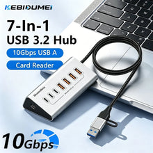 KEBIDUMEI 10Gbps 7 In 1 Docking Station USB 3.2 GEN 2 HUB Data Transfer Adapter USB Splitter Computer Accessories For PC Laptop
