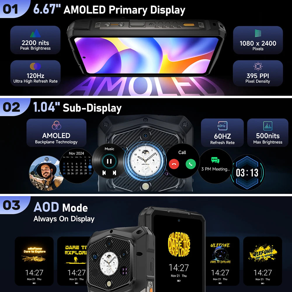 【Ships from US】 Ulefone Armor 29 Pro Thermal Version 5G AI Rugged Phone 21200mAh 120W 64MP Night Vision 6.67" 120Hz 512GB ROM