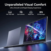 KAMRUI Portátil de 18,5" con batería de 8000 mAh, procesador Intel N150 de 4 núcleos, 16 GB DDR4, SSD de 512 GB, Win11 Pro, WiFi5, computadora portátil plegable a 180° para oficina en casa