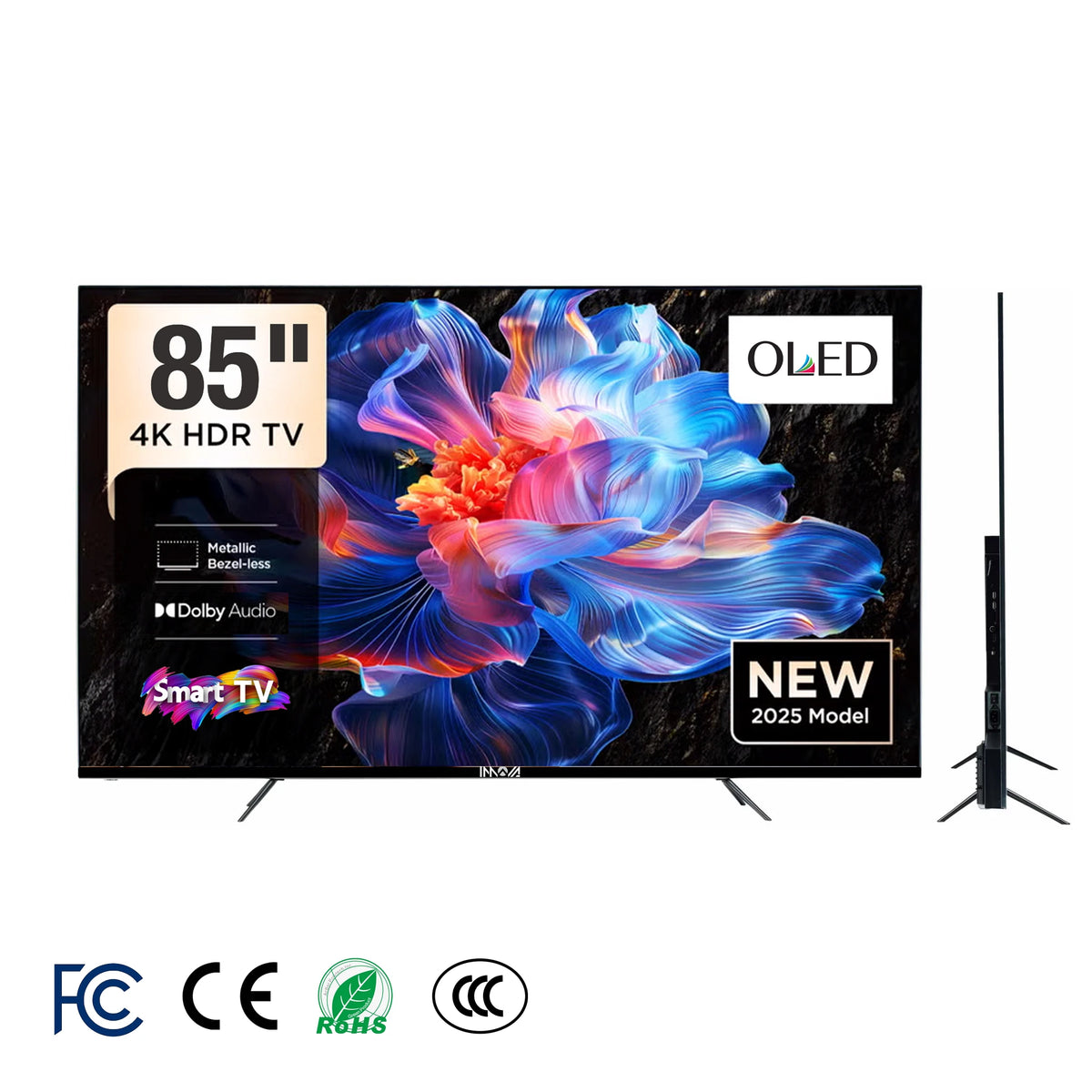 Televisor LED OLED 4K UHD HDR10 Smart TV de 50 a 85 pulgadas, ultra delgado, Android, WiFi, control por voz, modo juego y altavoz integrado