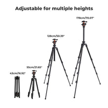 K&F CONCEPT 178cm Lightweight Camera Tripod Cellphone Clip Travel DSLR Tripod for Nikon Canon Camera Outdoor Live Streaming Vlog