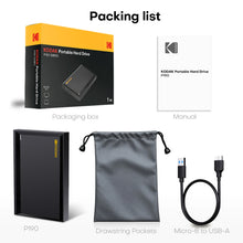 KODAK P190 External HDD 500GB 1TB Portable 2.5 Inch Hard Drive USB 3.0 5Gbps Storage for PC Laptop PS4 PS5 with Free Case