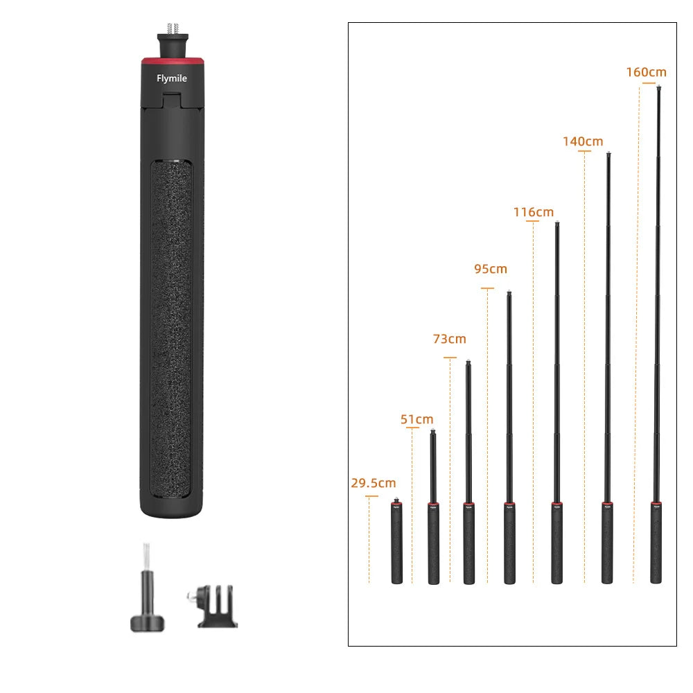 Flymile Tripod Selfie Stick Vlog Handle for DJI Pocket 3/Action 5 Pro/Insta360 X5/Gopro Accessories 62.99/55.1in Extendable