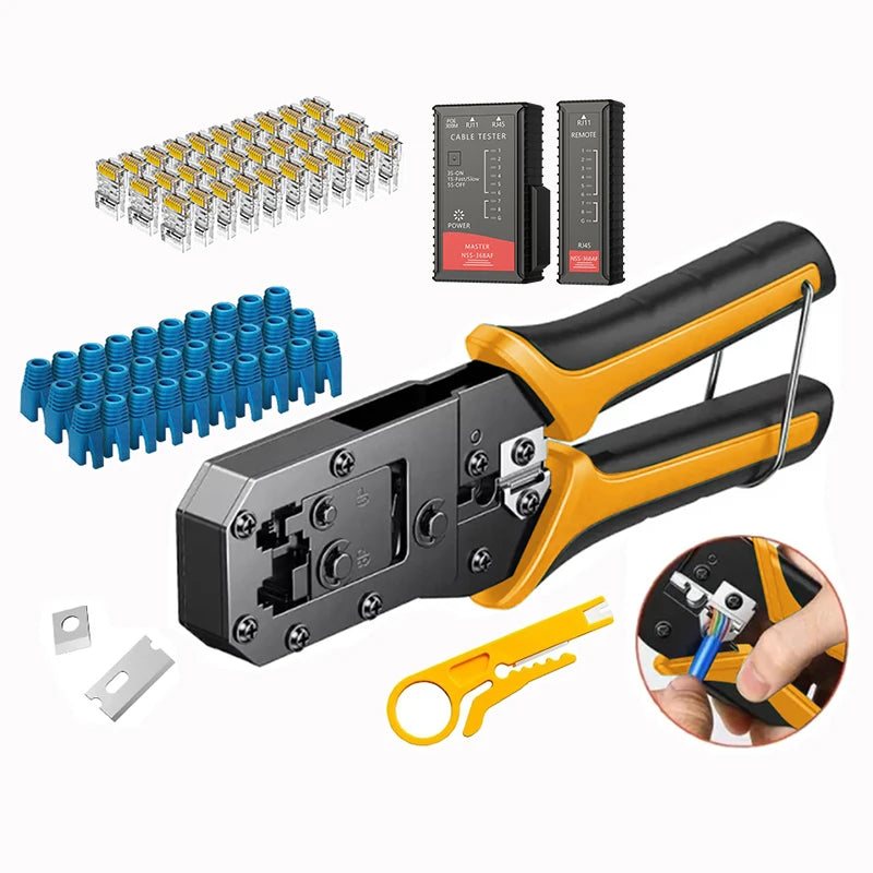 RJ45 Crimping Tool Ethernet Network LAN Cable Crimper Cutter Stripper Plier 8P RJ45 6P RJ12 RJ11 for Modular Connector