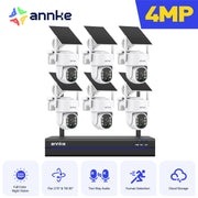 Cámara solar PT inalámbrica Annke de 4MP, NVR de 16 canales, cámara de seguridad de doble banda 2.4G y 5.8G, sistema de cámara inalámbrica con batería integrada y energía solar