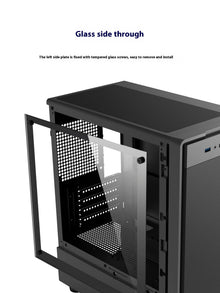 Power Train Flying PC Gaming Case MATX Side Transparent Glass Computer Case Iron Net Heat Dissipation U3 Interface E-Sports Case
