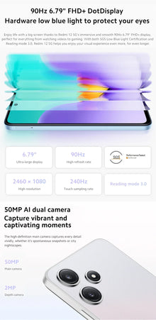 5G Smartphone Global Rom Original Xiaomi Redmi 12 5000mAh Battery Snapdragon 4 Gen2 50MP Quad Camera 6.79 inch Screen LCD phone