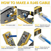 Kebidumei RJ45 Alicate crimpador de paso para conectores Ethernet modulares, herramienta de crimpado para conectores Cat6 Cat5/5e RJ45 y conectores RJ11 de 8P6P