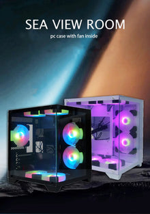 MANMU Micro-ATX Mini-ITX Pc Case Cpu Case Gaming Case Pc Gaming Computer Tempered Glass For Pc With 7 Fan
