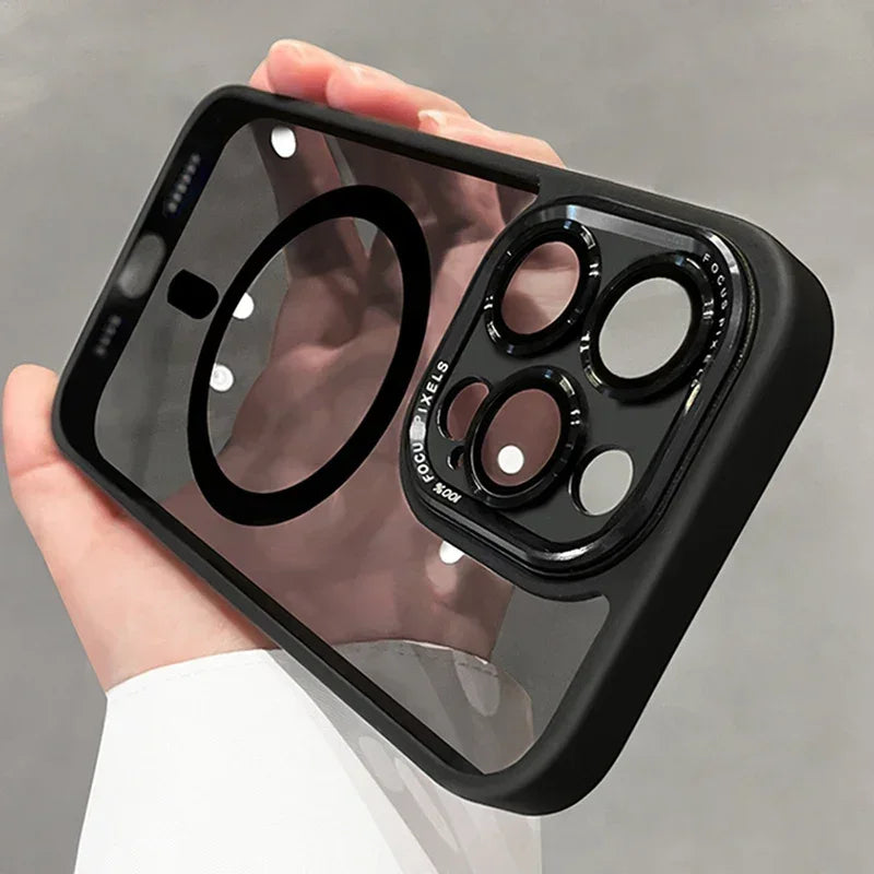 Luxury Matte Transparent Magsafe Stand for iPhone 17/16/15/14/13/12 Pro Max Plus/11 Phone Case with Magnetic Case