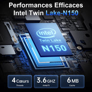 KAMRUI Portátil de 18,5" con batería de 8000 mAh, procesador Intel N150 de 4 núcleos, 16 GB DDR4, SSD de 512 GB, Win11 Pro, WiFi5, computadora portátil plegable a 180° para oficina en casa