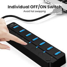 KEBIDUMEI USB 3.0 Hub with Individual On/Off Switches 4/7 Port Multi USB Splitter USB Hub 2.0 USB Expander Docking Stations