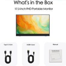 AHXJKA 17.3“ Portable Screen Monitor Display 1600*900P 16:10 250cd/㎡ IPS Panel  Extend For Mobile Phone Gaming TV Box PS4 PS5