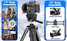 Camera Tripod, 74" DSLR Camera Tripod with 1 QR Plates for Sony/Nikon/Canon, Lightweight Video Tripod Stand