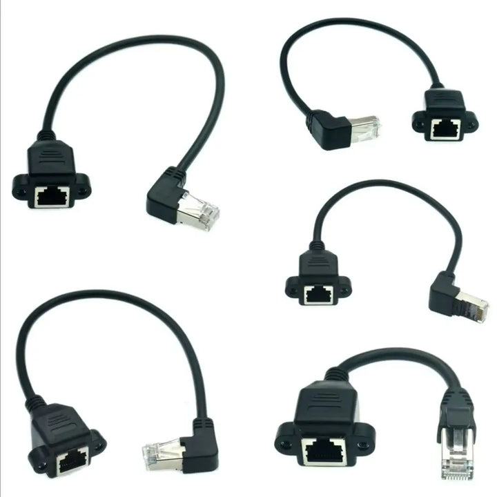 RJ45 Male To Female 90 Degree Up Downed Angle Cord Plugs Ethernet RJ45 8P8C LAN Network Extension Cable 30cm 60cm 100cm 1ft 2ft