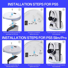 NEWDERY PS5/Slim/Pro Console Stand Adjustable RGB Vertical Stand for PS5 Pro Slim Digital Disc Console Fast Controller Charging Station Dock