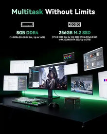 ACEMAGIC AMD Ryzen 5 3501U Mini PC 8GB DDR4 256GB SSD Radeon Vega 8 Triple 4K Display Dual Gigabit LAN Dual M.2 Windows 11 Pro