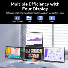 Triple Screen Portable LCD Backlit Monitor FHD Display Secondary Screen Connected to Notebook with 1 Cable Sub Screen Extender