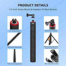 Flymile Tripod Selfie Stick Vlog Handle for DJI Pocket 3/Action 5 Pro/Insta360 X5/Gopro Accessories 62.99/55.1in Extendable