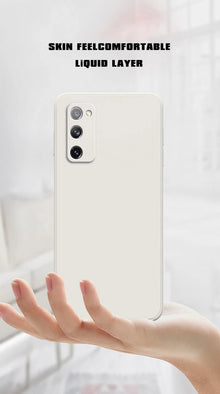 Straight Edge Housing for Samsung Galaxy S20 FE S20FE Plus Ultra 5G Plain Candy Color Soft Liquid Silicone Phone Case Back Cover