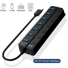 KEBIDUMEI USB 3.0 Hub with Individual On/Off Switches 4/7 Port Multi USB Splitter USB Hub 2.0 USB Expander Docking Stations