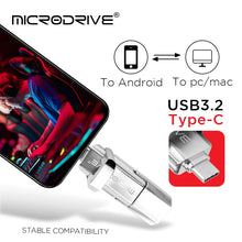 TYPE-C Dual interface Metal Pen Drive 32GB 64GB 128GB Waterproof USB 3.2 Rotating Structure USB Flash Drives Memory Stick U Disk