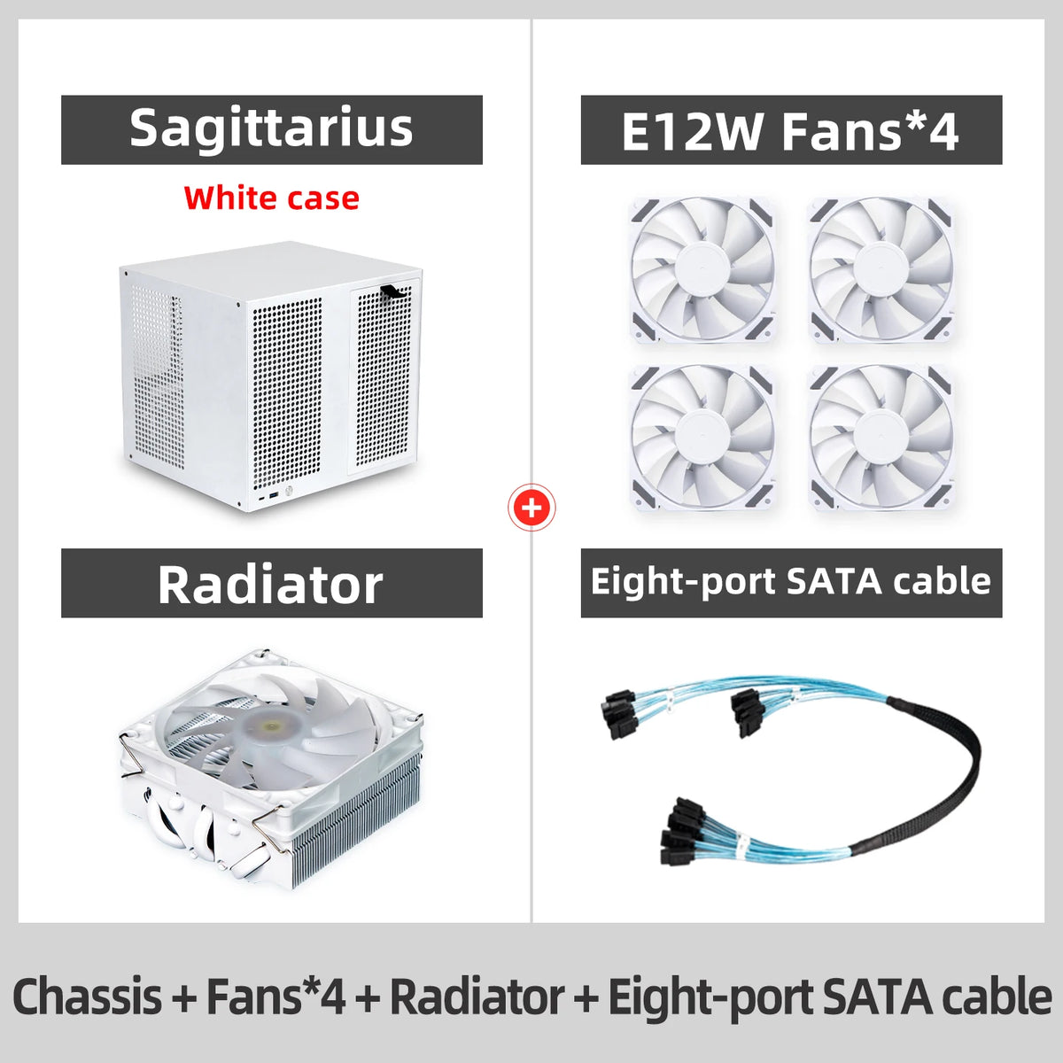 Sagittarius 8-bay NAS Chassis Case, Supports MATX Motherboards | ATX Power Supply | Four Full-height PCIE Slots | Volume 21.8L