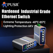 Switch Ethernet industrial PUSR de 5/8 puertos 100/1000Mbps Gigabit RJ45 IP40 6KV Uplink IP no gestionado Plug&Play USR-ISG