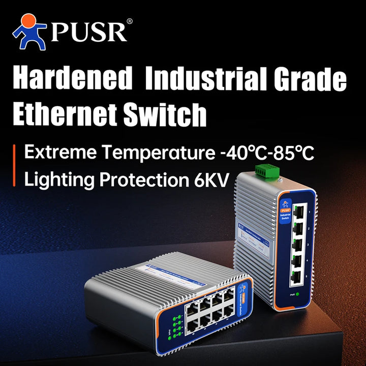 PUSR 5/8 Port Ethernet Switch 100/1000Mbps Gigabit RJ45 IP40 6KV Uplink IP Unmanaged Industrial Network Switch Plug&Play USR-ISG
