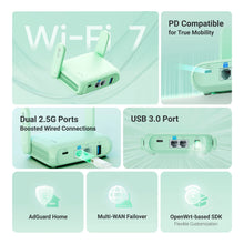 GL.iNet GL-MT3600BE Beryl 7 Dual-Band Wi-Fi 7 Travel Router, Wireless Portable Wifi Travel Router, Dual 2.5G ports, USB 3.0, WireGuard VPN 1100Mbps, OpenWrt, WPA3, AdGuard Home, network Privacy protection